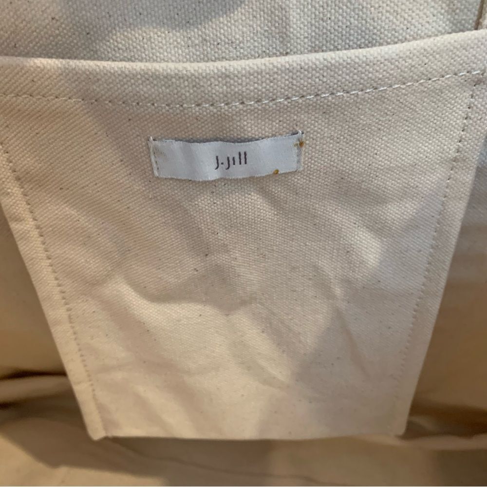 NWT J. Jill Women's Fringe-Trimmed Canvas Tote Bag Natural Cream 100% Cotton - Picture 6 of 8